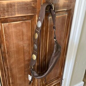 Free people Brown Leather womens Bag with Decorative Strap